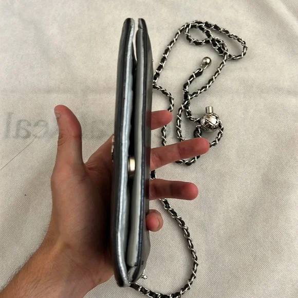 Chanel CC Patent Leather Timeless Wallet on Chain WOC Chain Crossbody Purse Bag - Picture 6 of 12